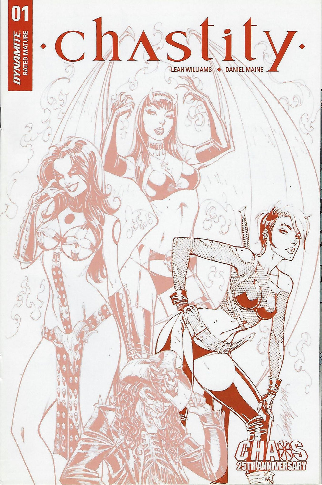 CHASTITY #1  J Scott Campbell 1:25 Incentive Red Tint VARIANT Cover !!!  VF/NM