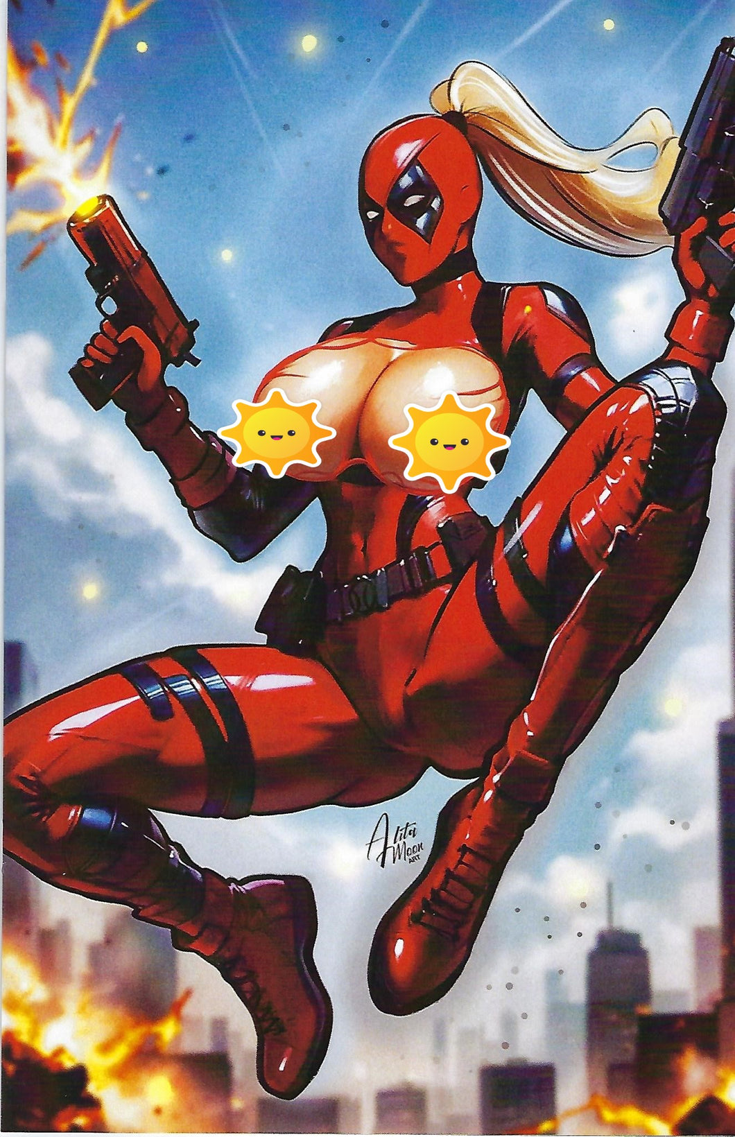 Totally Rad Halloween Alita Moon Lady Deadpool Topless Virgin Variant Cover   NM