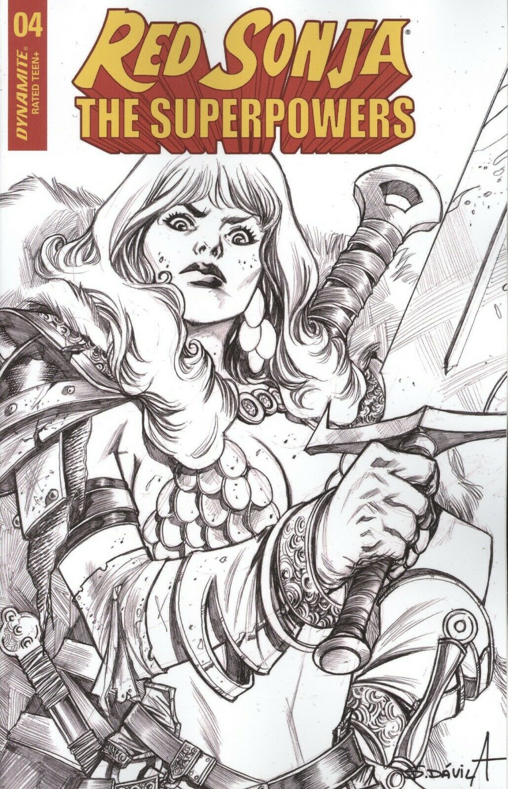 Red Sonja The Superpowers # 4 Davila 1 in 11 B&W Variant Cover !!  VF+
